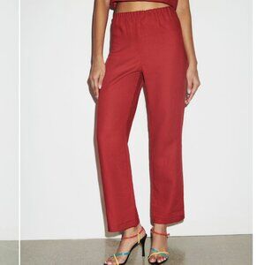 Reformation Remi Cropped Linen Pant Sundried Tomato Size Small